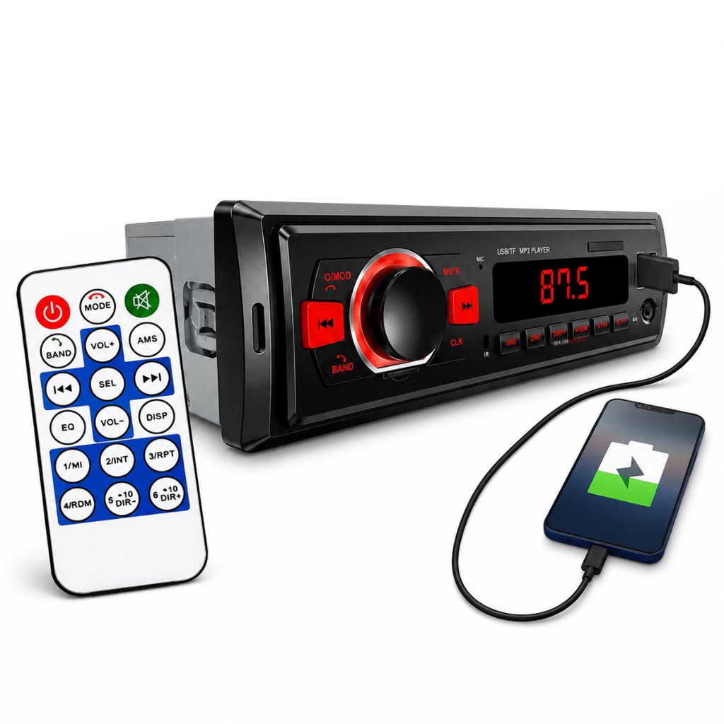 Aparelho De Som Carro Radio Automotivo Bluetooth Pendrive Sd Rádio Carrega Celular