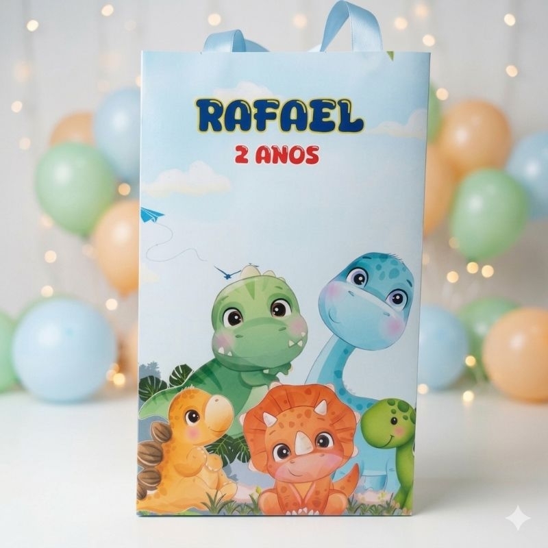 Sacolinha personalizada Dinossauros baby tam P | lembrancinha| decoração | mesversário | festa Dinossauro baby menino