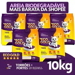Kit 5 Areia Biodegradável Milho e Mandioca para Gatos Cat Bio Eco Gold Grãos Grossos MyPetOne - 10kg