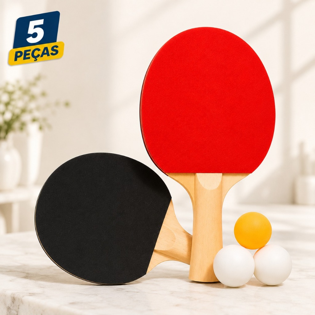 Jogo De Ping Pong Com 2 Raquetes E 3 Bolinhas Kit Tênis De Mesa Para Lazer E Diversão Em Família