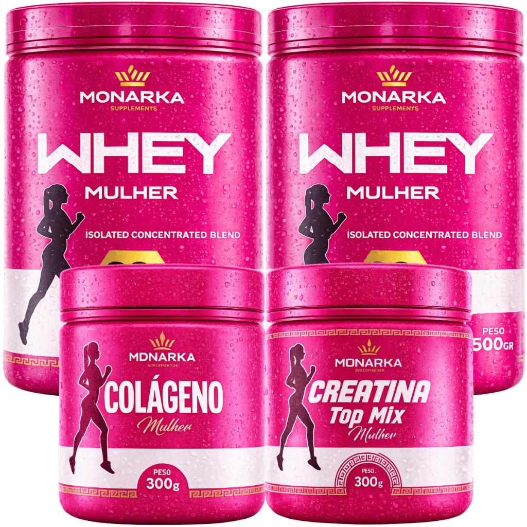 Whey Protein Feminino Iso Blend  Proteina 1kg + Colágeno Hidrolisado 300gr + Creatina TopMix 300g