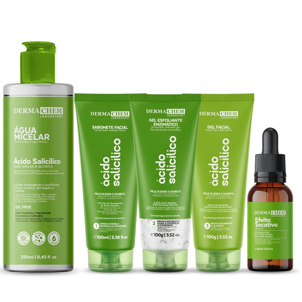 Kit Limpeza Facial Skin Care Autocuidado Antioleosidade Antiacne Cuidados com a Pele Dermachem