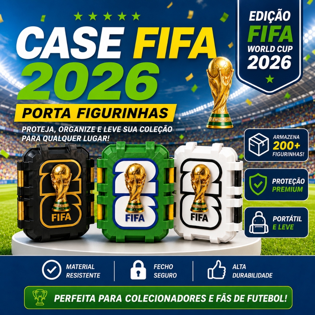 Estojo Porta Figurinhas Copa do Mundo 2026 FIFA Premium