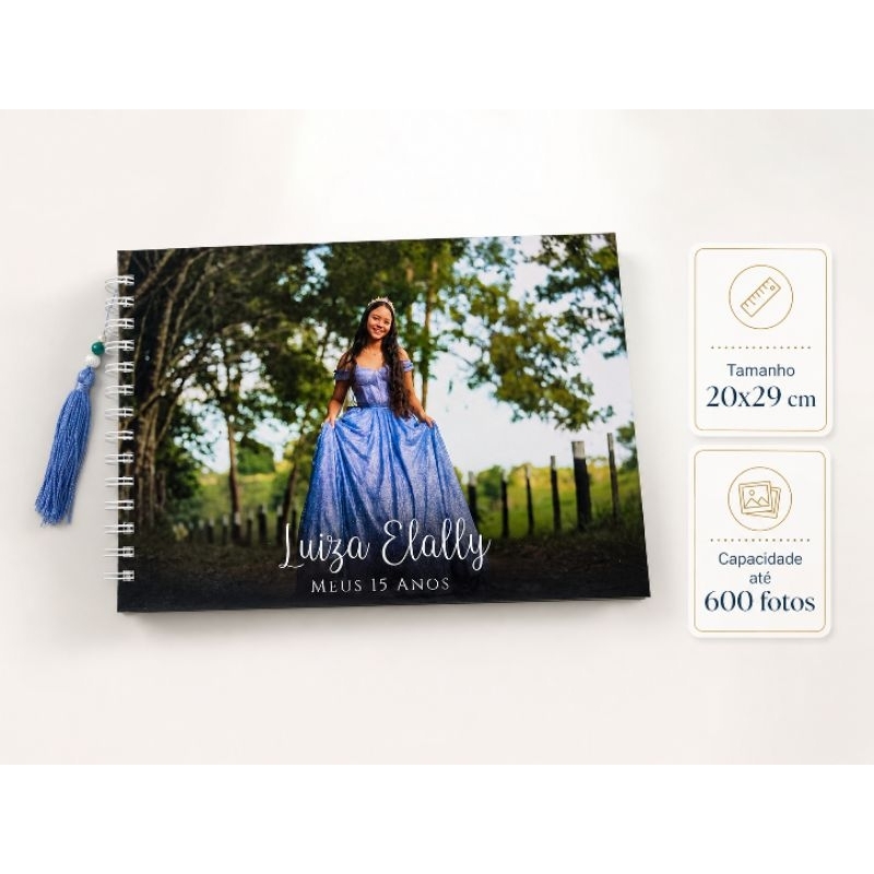 FOTOLIVRO (20x29) com até 600 Fotos já IMPRESSAS - Álbum de Fotos Personalizado (Design Editável) / Capa dura
