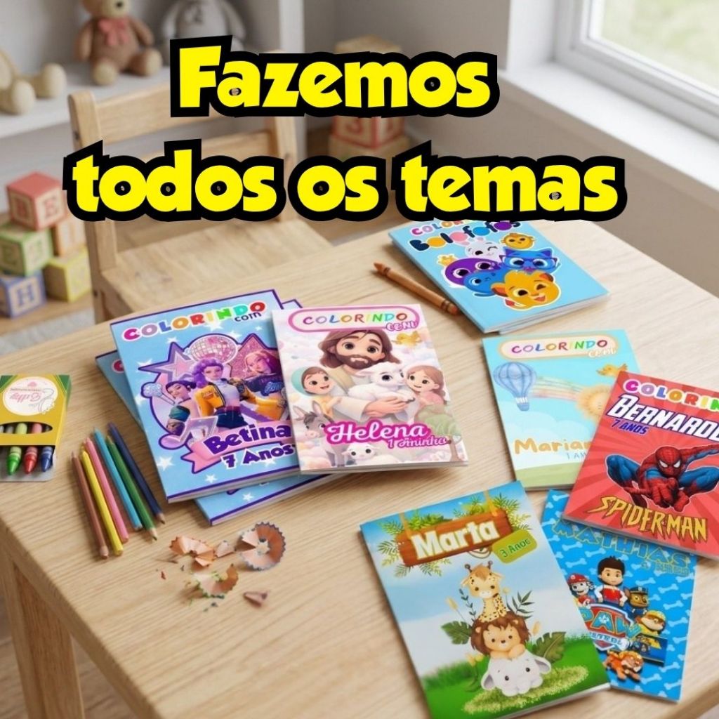 Livro de Colorir Personalizado Nome Lembrancinha Festa Infantil Aniversário Qualquer Tema Presente