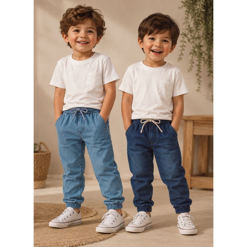Calça Jogger Jeans Menino Infantil 1 a 3 anos