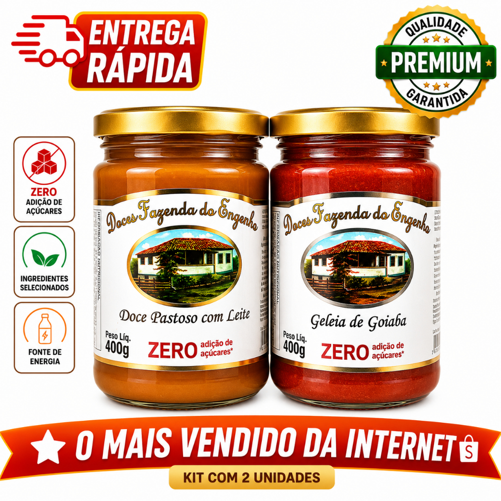 Doce Pastoso com Leite e Geleia de Goiabada Zero Açucares 400g Doces Fazenda da Engenha