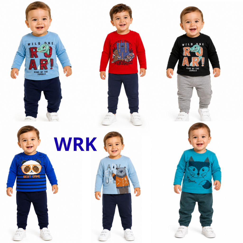 Conjunto Infantil Moletom Menino WRK Flanelado Inverno Quentinho Tamanho 1 ao 3 Inver
