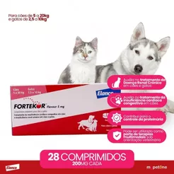 Fortekor Flavour 5mg C/ 28 Comprimidos - Insuficiência Cardíaca em Cães (5 - 20Kg) e Renal em Gatos