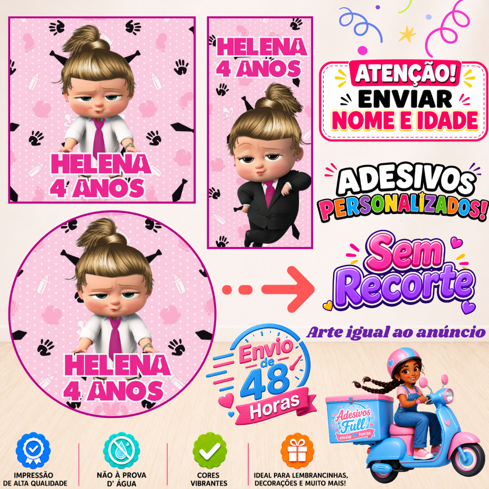 A Poderosa Chefinha MOD.02 - 100/60/40 Adesivos Personalizados Lembrancinhas Festa Aniversário