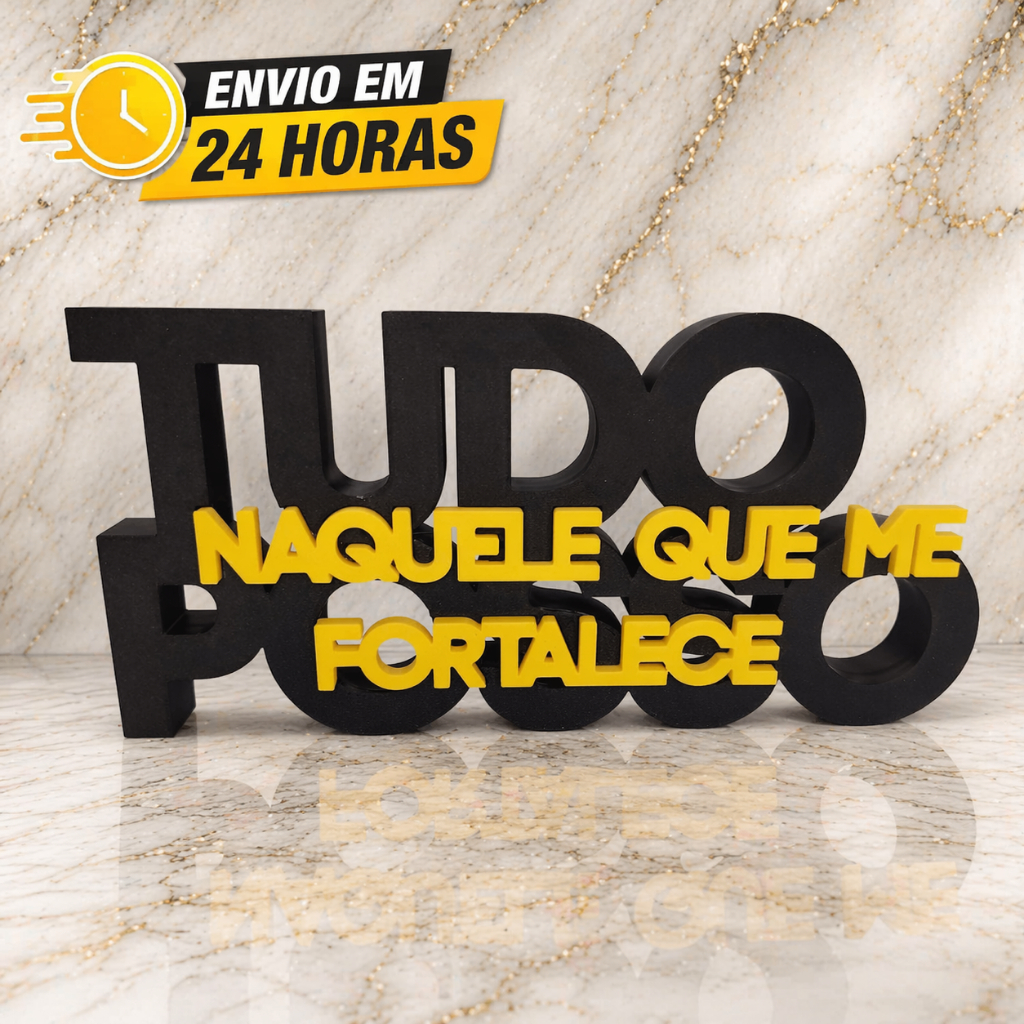 Decoração Cristã Frase Bíblica Tudo Posso Naquele Que Me Fortalece Enfeite Religioso