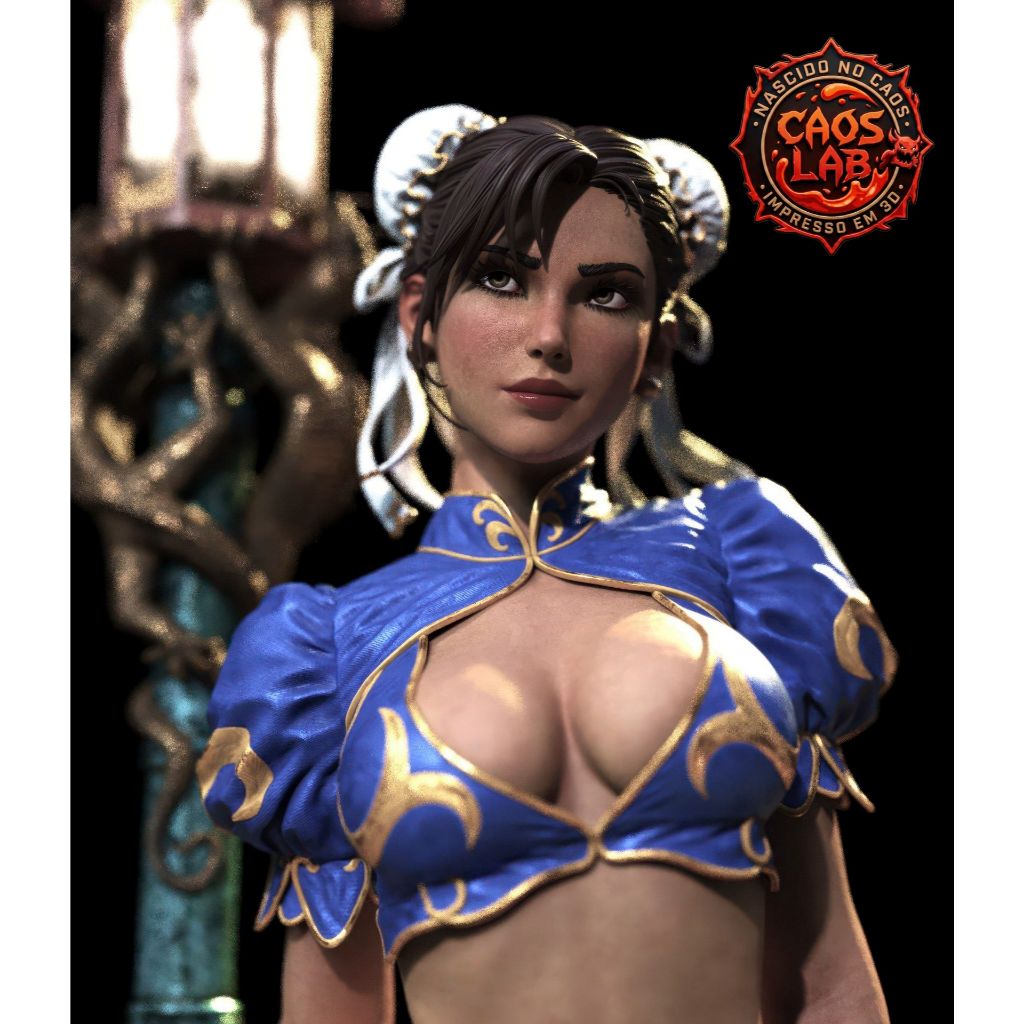 Action Figure - Chun-Li Street Fighter - Resina 3D - Sem Pintura