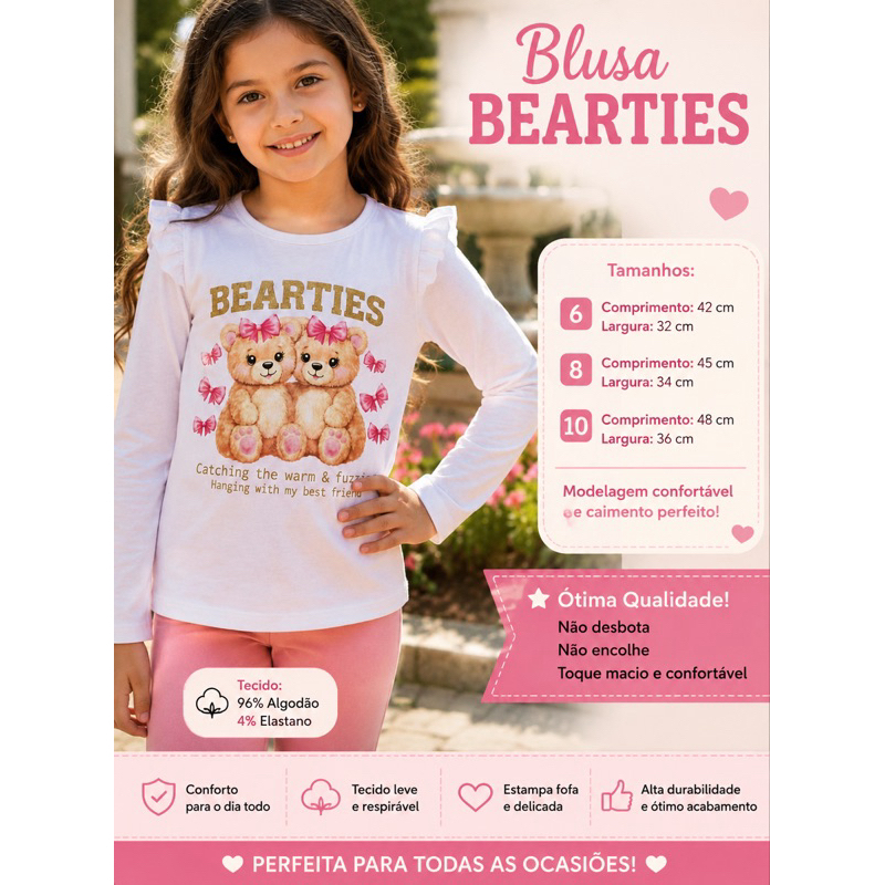 Blusa Infantil menina Manga Longa