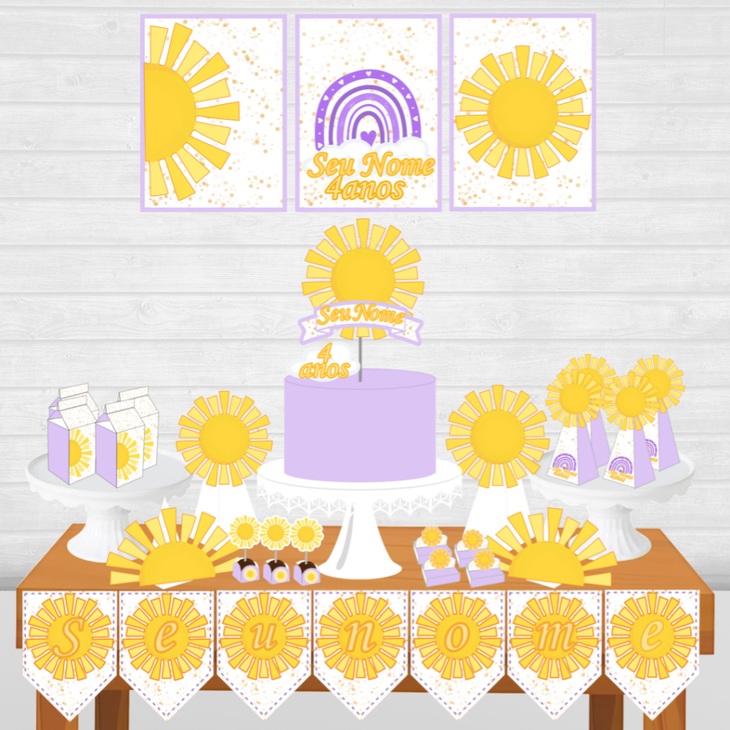 Kit Festa só um bolinho Primeira Volta ao Sol Roxo personalizado/mesversário aniversário/ Lembrançinha 80 itens