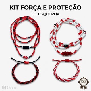 KIT FORÇA E PROTEÇÃO DE ESQUERDA 4 EM 1 | 2 Guia + 2 Pulseiras + 2 Brinde Especial | Umbanda/ Candomblé/Quimbanda/