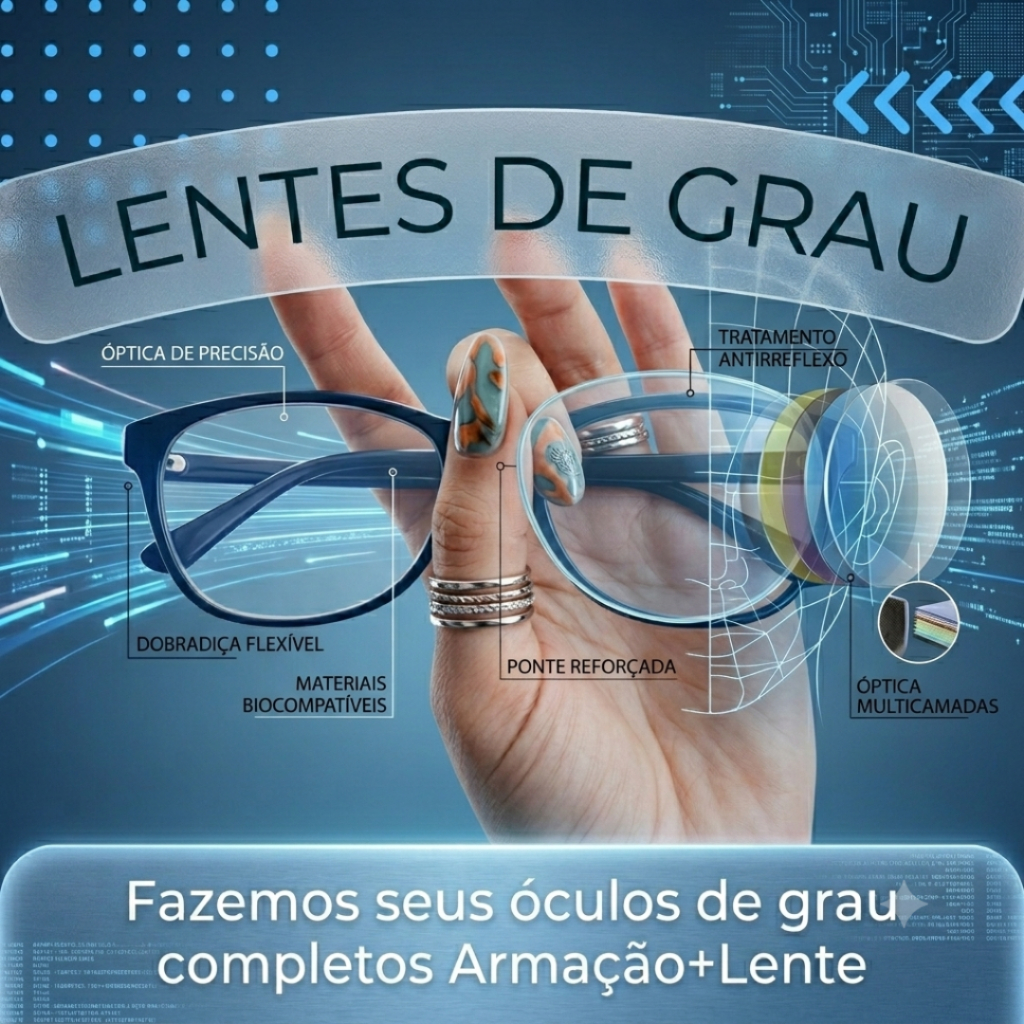 Lentes + Armação de GRAU VISÃO SIMPLES👓 para colocar seu grau em óculos⭐ - Miopia - Hipermetropia - Astigmatismo