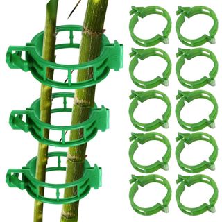 Kit 10/100 Clip Tutor de Tomate Verde 23mm Anel Para Tomateiro Grampo Reutilizável Suporte Planta Trepadeira