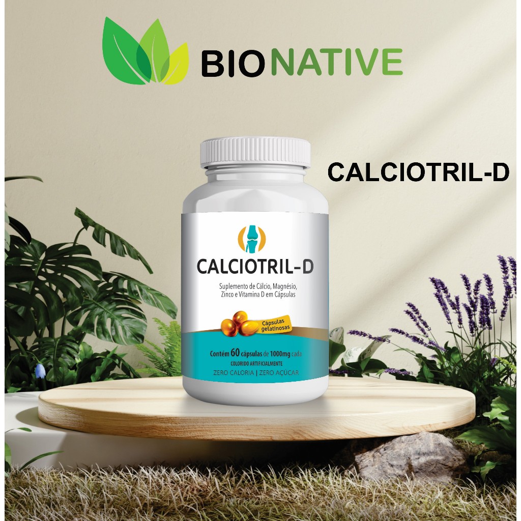 Cálcio Magnésio Zinco Vitamina D ÓleoBio Softgel  60 Cápsulas - 1000mg - Suplemento Alimentar Natural