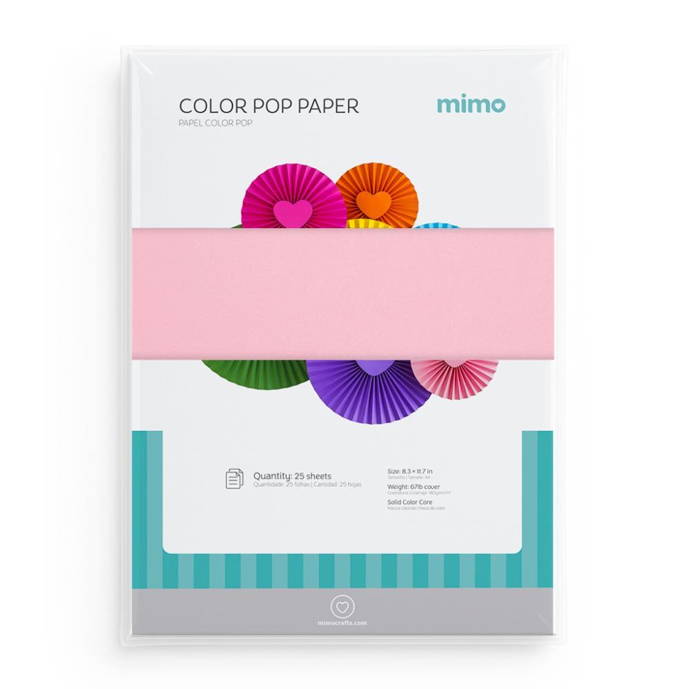 Papel Color Pop Rosa Chiclete Mimo - A4 - 180 gr - 25 unds