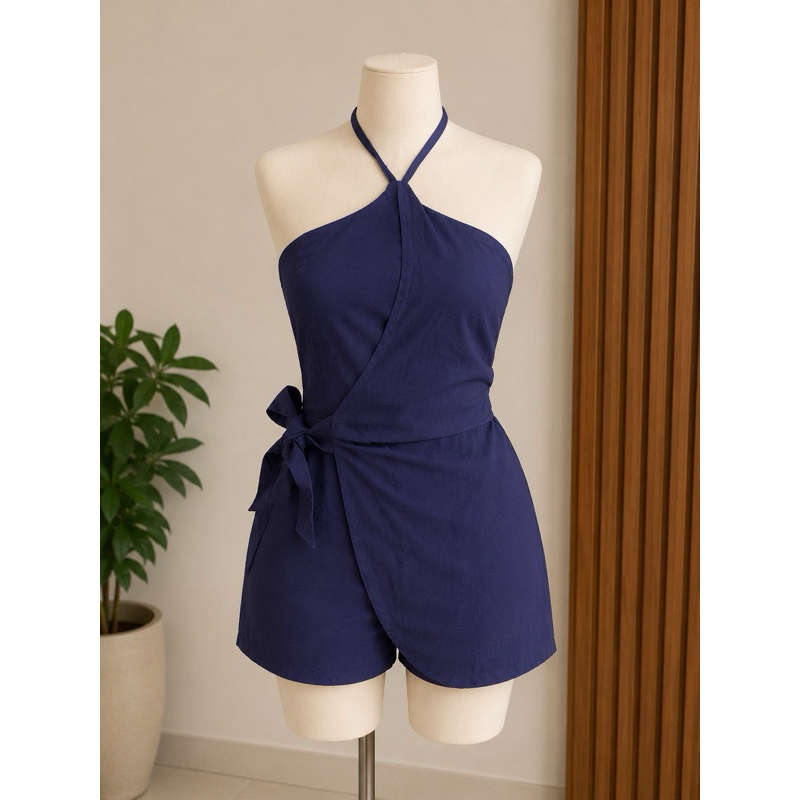 Vestido Macaquinho Sol Amarração Duna Laço Costas Nua Verão