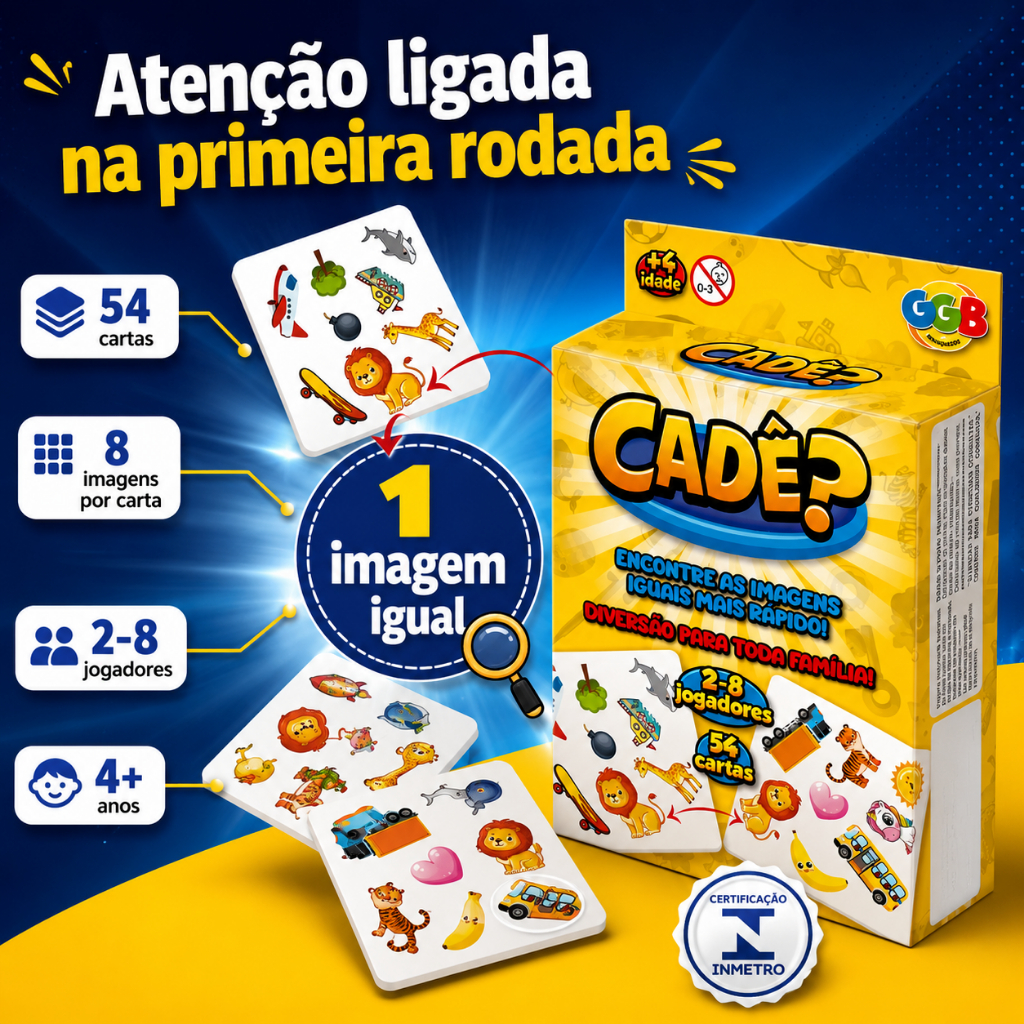 Jogo Cadê? 54 Cartas Infantil Diversão Raciocínio Lógico Família GGB