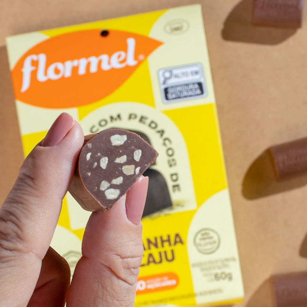 Caixa 5 unid Bombom Zero Açucar Chocolate ao Leite com Castanha de Caju Sem Gluten Flormel 60g Cacau · foto 2