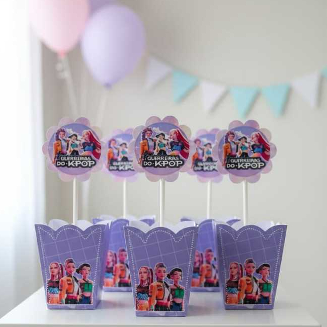 Centro de mesa cachepô personalizado| Guerrerias do kpop|decoração festa mesa de convidados| lembrancinha| Pegue e monte