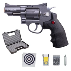 Revólver de Pressão Co2 SNR357 Full Metal Black 4.5mm – Crosman + Maleta + Alvo + Cilindro + Esfera + Chumbo