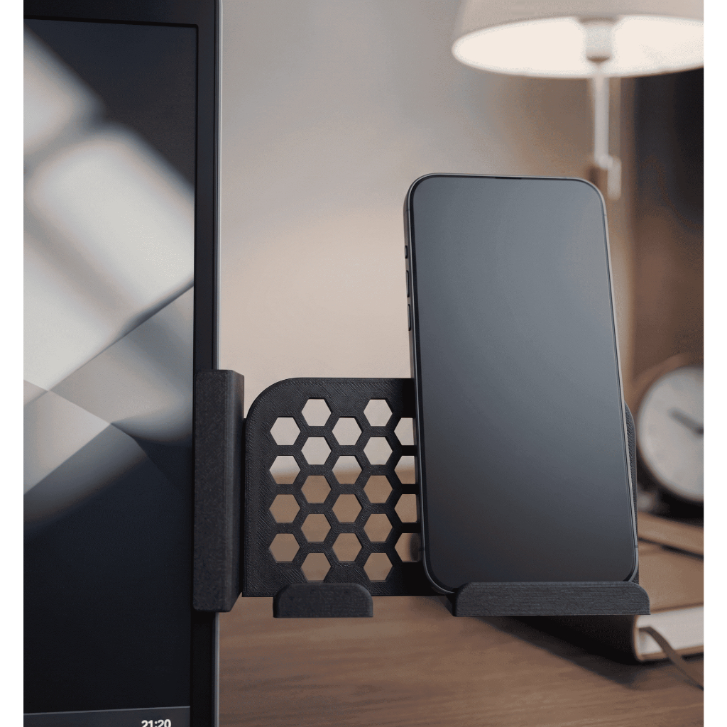 Suporte De Celular Para Monitor De Notebook Clip Lateral Home Office Prático Universal Organizador Mesa Impressão 3D