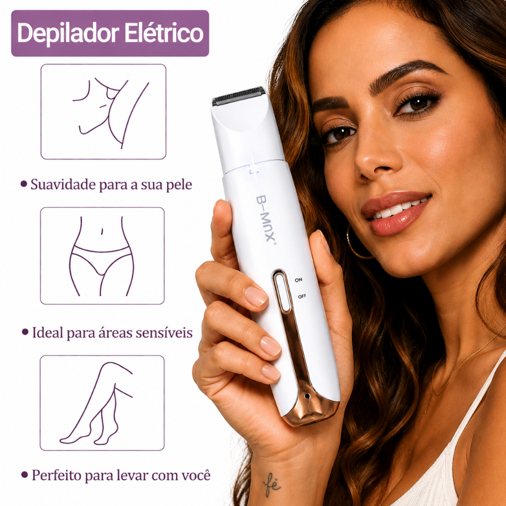 NEW Depilador Elétrico Feminino 4 em 1 Barbeador Aparador de Pelos Corporais Nariz e Sobrancelhas Recarregável