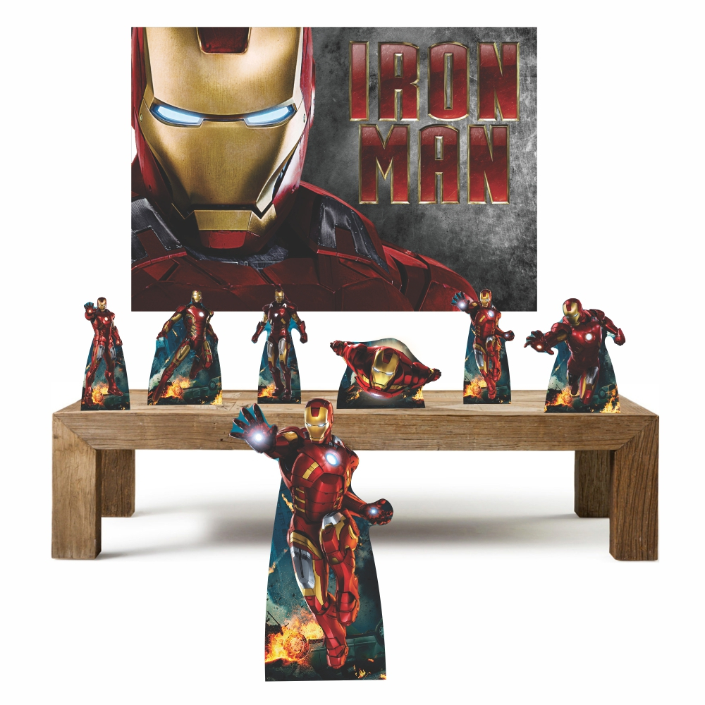 Homem de ferro Kit 7 + Painel Decoração Festa Infantil Kit Enfeites kit festa kit de decoração
