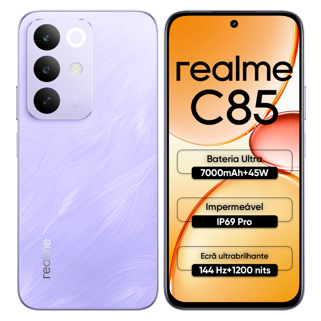 Celular realme C85 Smartphone 6+128GB 2ANOS E IA GARANTIA Original Versão Global Bateria 7000mAh Câmera 50MP NFC 6,8"