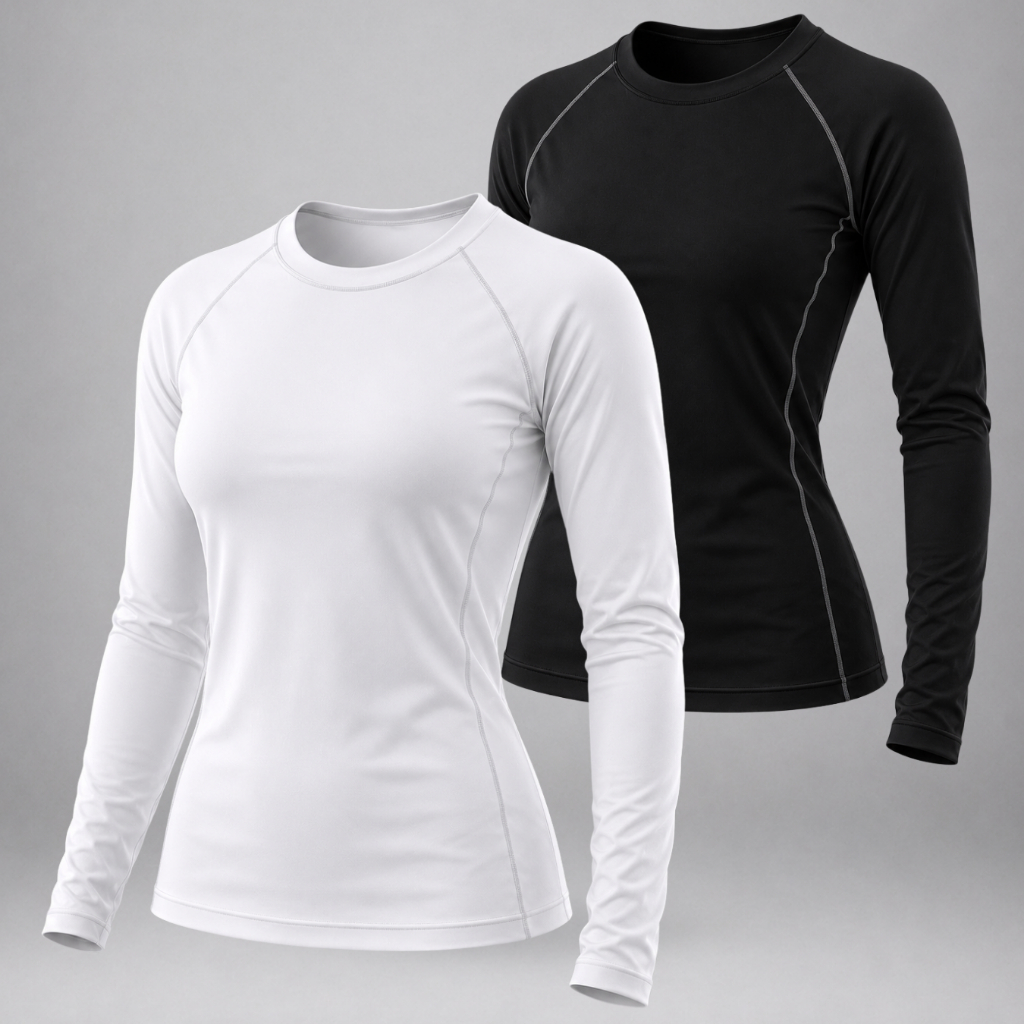 Kit 2 Camisa Térmica Feminina Manga Longa Proteção UV50+ Segunda Pele Dry Fit Academia Corrida Praia Caminhada Savancini