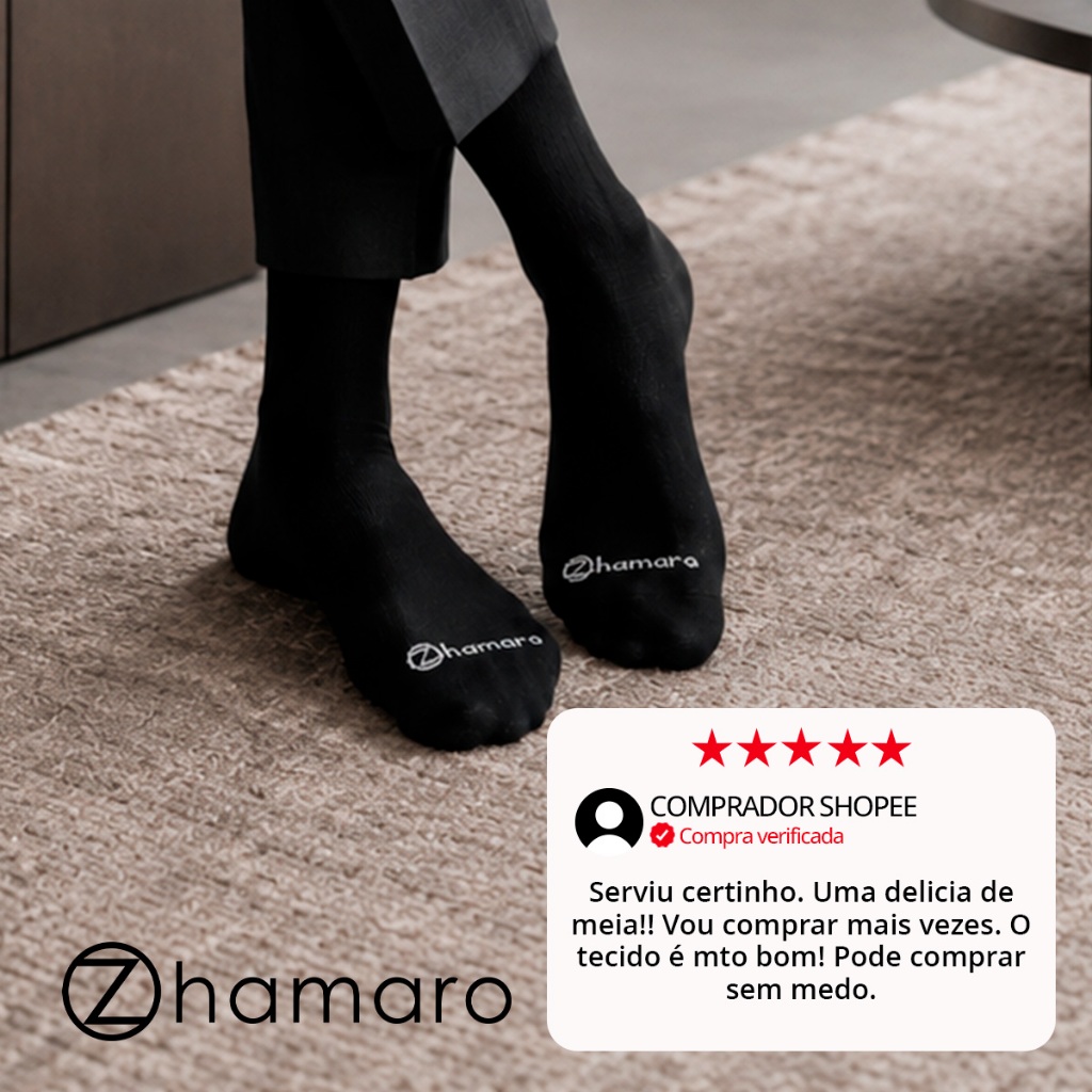 Kit 6 Pares Meias Zhamaro Premium Social Casual Algodão Masculina Cano Alto Esporte Fino Clássica