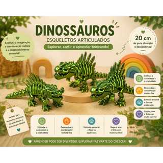 Dinossauro Esqueleto Articulado 20cm Impressão 3D - Fidget Toy T-Rex / Espinossauro Premium Silk, Itens 3D, Mundo 3D....