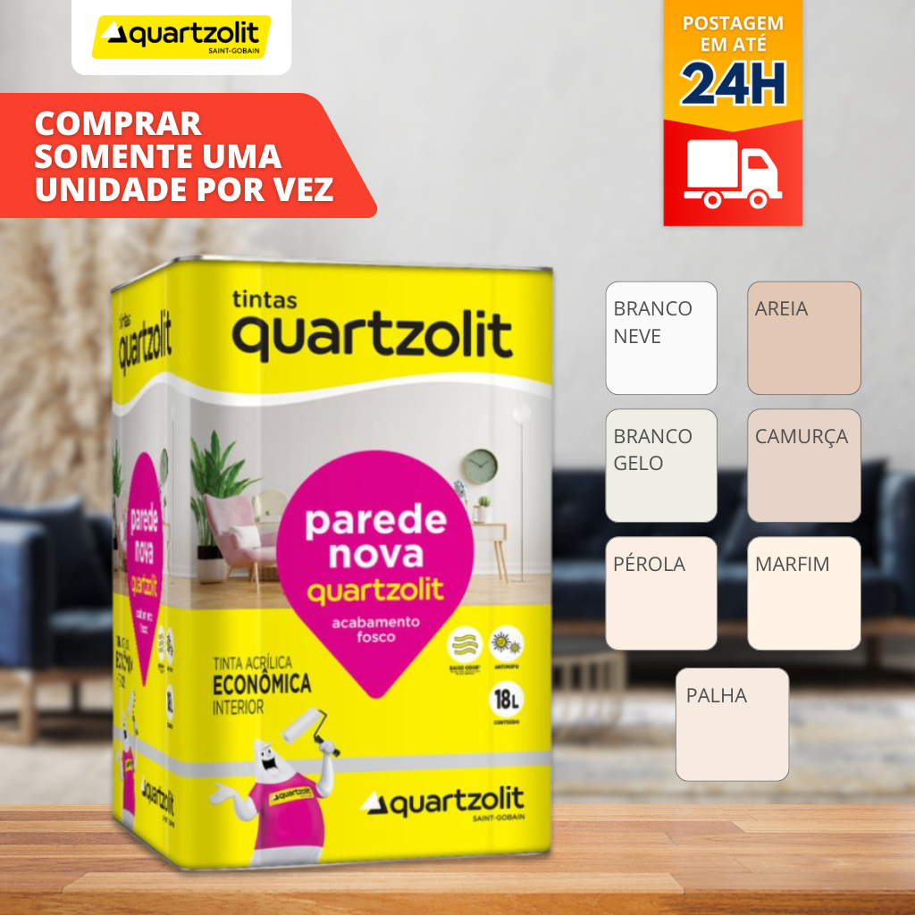 Tinta Acrílica Economica Parede Nova 18 Litros Anti  Mofo - QUARTZOLIT BRANCO & 