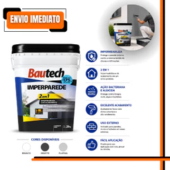 Imperparede Bautech 20kg Impermeabilizante Parede Externa Branco Grafite Platina Chuva