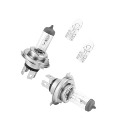 Par Lampada Farol e Lanterna H4 Halógena Comum Original e Par Lâmpada T10 (alto e baixo na mesma lampada)