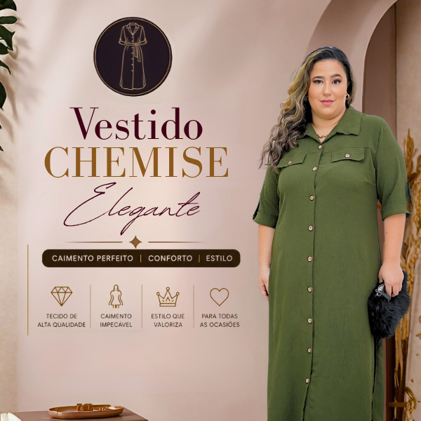 Vestido Chemise longo plus size