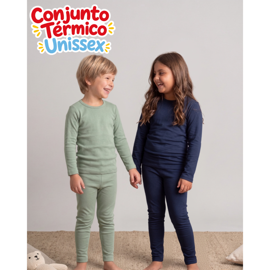 CONJUNTO TÉRMICO UNISEX  SEGUNDA PELE PELUCIADO  INVERNO QUENTINHO INFANTIL JUVENIL BEBE UNISEX