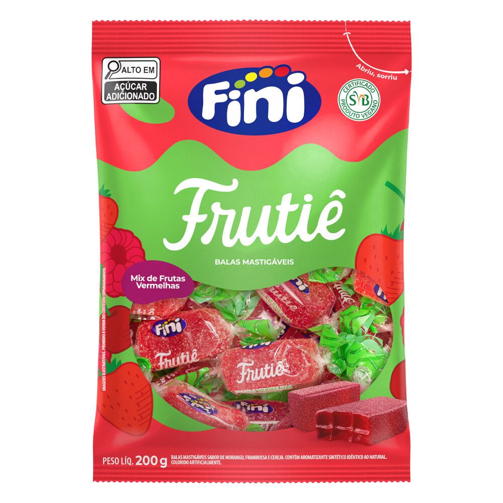 Balas Mastigáveis Frutiê Frutas Vermelhas 200g Fini