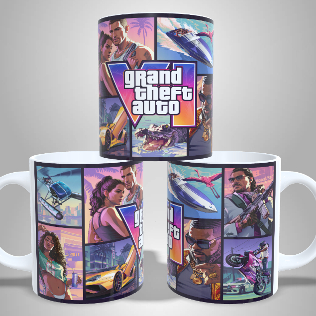 Caneca Personalizada GTA VI Grand Theft Auto Jogo Geek - Presente Único
