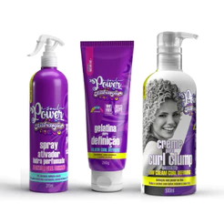 Kit Spray Perfumado + Gelatina 280g + Creme para Pentear Tesourinha 500ml Texturizações Soul Power