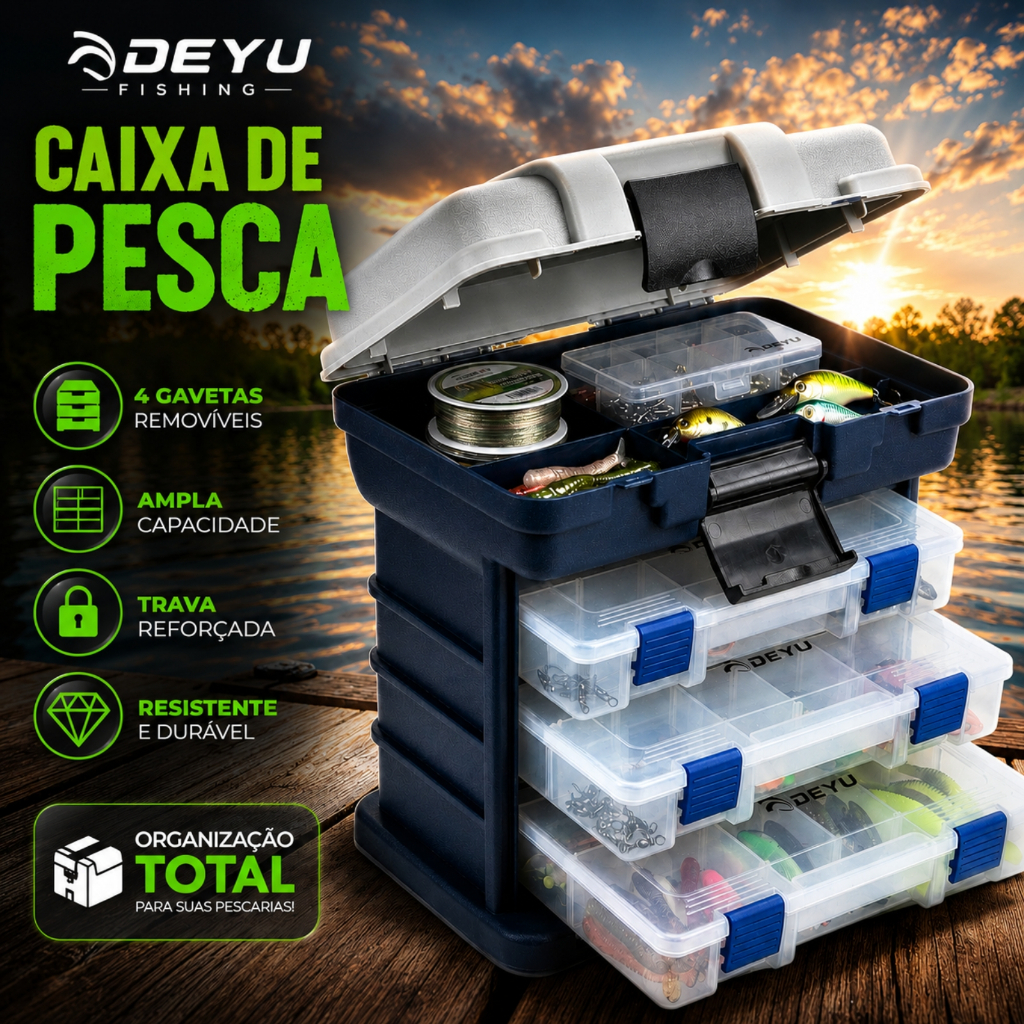 Caixa Organizadora Maleta de Pesca Pescaria Acessórios Kit Costura Estojo Anzol Isca Artificial