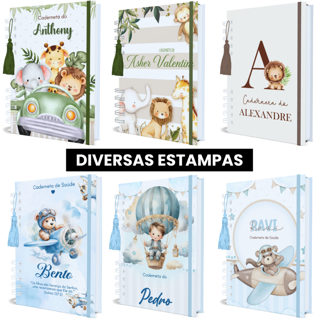 Caderneta De Vacinação Menino Cartão Vacina Saúde Capa Dura Atualizada Com Nome Livro de Vacina