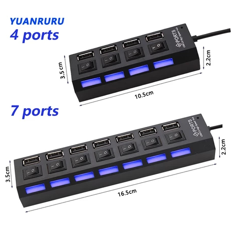 Hub USB com 4 Ou 7 Entradas USB 2.0 Pc HD Externo Pendrive