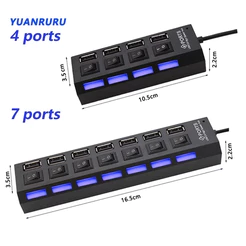 Hub USB com 4 Ou 7 Entradas USB 2.0 Pc HD Externo Pendrive