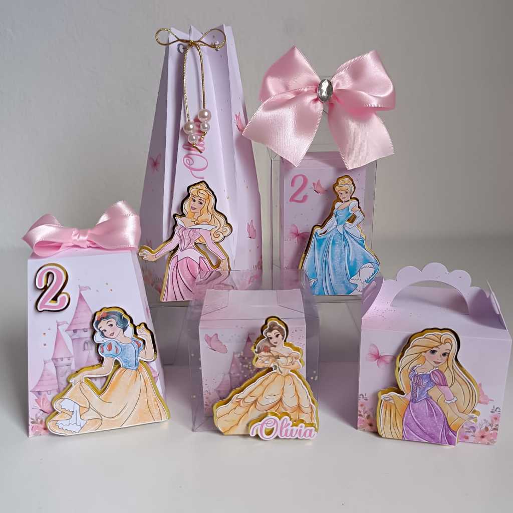 Kit Personalizado de luxo Princesas Aquarela | Lembrancinhas Princesas de luxo