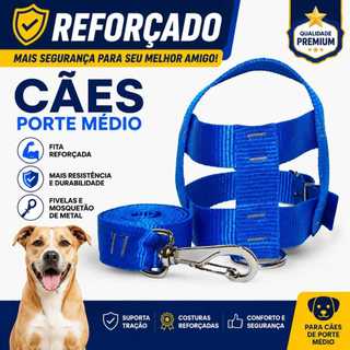 COLEIRA PEITORAL REFORÇADO+GUIA CÃES CACHORRO PORTE PEQUENO/MEDIO DIRETO DE FABRICA
