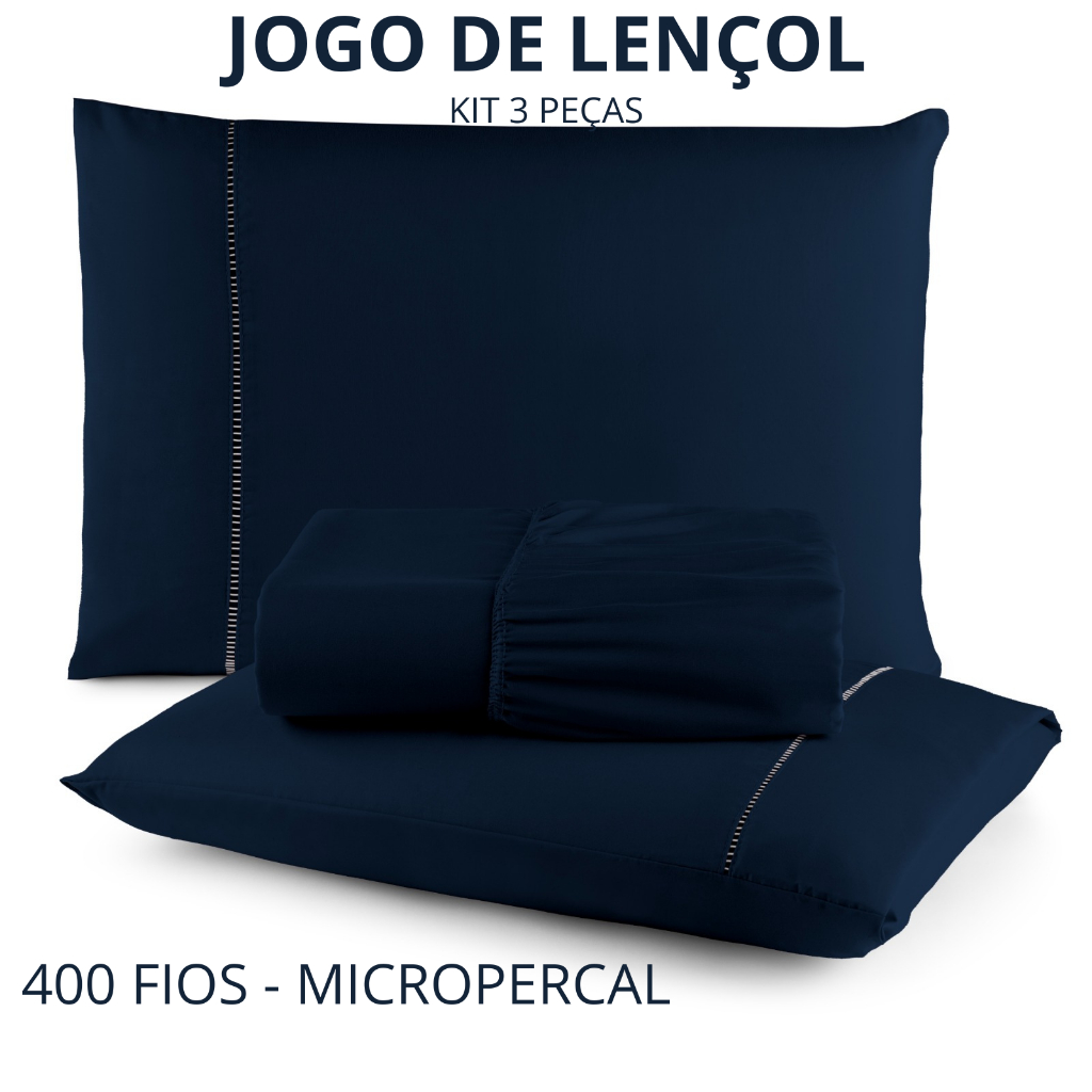 Jogo De Lençol Ponto Palito Casal Queen King Micropercal Várias Cores